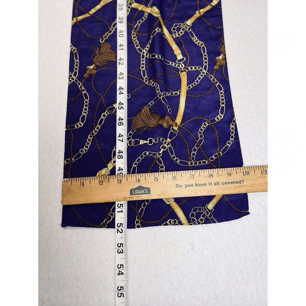 Silk Scarf Equestrian Bits Belts Chains‎ Tassels Purple Gold Lovely 52 X 10